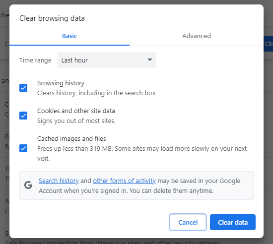 Clear Browsing Data